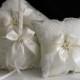Cream Wedding Pillow Basket Set  Beige Lace Ring Holder and Flower Girl Basket  Ivory Lace Ring Bearer Pillow and Petals Basket + Brooch