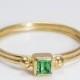 Emerald gold ring - Engagement ring - 9k Gold