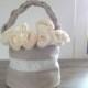 Rustic wedding flower basket linen ecru natural color