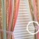 Sherbet blends with Gold Sparkle Sequin Garland Curtain with Lace - Nursery Decor, Curtain, Crib Garland, Window Treatment