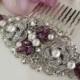 Pearl Hair Comb,Bridal Pearl crystal Hair Comb,Wedding Rhinestone Hair Comb,Purple Hair Comb,Ivory or White Pearl,Amethyst,Purple,ROSELANI