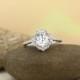 Natural White Topaz Diamond Engagement Ring Set  Diamond Wedding Set Vintage Floral Ring Set In 14k White Gold, 7mm Round Gem1224