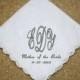 Wedding Message Handkerchief, mother of the bride/ groom, personalized monogram, custom hankies ,embroidered hanky, wedding gift,