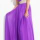 Crystals Ruched Sleeveless Purple Blue Green Tulle Chiffon Scoop Floor Length