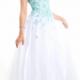 Appliques White Blue Ruched Sleeveless Zipper Tulle Straps Floor Length Ball Gown