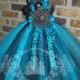 Turquoise Zebra Dress,Black Zebra Dress,Pageant Dress,Flower Girl Dress,Flowergirl Dress,Azul Birthday,Holiday Dress,Handmade Dress,PCD0109