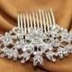 Crystal Bridal Hair Comb for Wedding Flora Handmade Designer Rhinestone Bridal Headpiece
