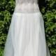 Boho wedding strapless dress in ivory  silk chiffon and tulle