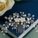 Pretty Bridal  Delicate Pearl and Crystal Flower Spray Hair Comb Made with CRYSTALLIZED™ - Swarovski Elements