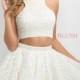 2016 Beaded Halter Top Two Piece Open Back Cream Homecoming Dress 11154