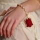 Rose Bracelet, Bridesmaids Bracelet, Flower Girl Bracelet, Ivory Pearl Bracelet, Rhinestones Bracelet, Handmade Wedding Accessories