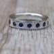 Sapphire flush set band, Silver band with sapphires