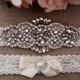 Wedding Garter - Bridal Garter - Couture Pearl and Crystal Rhinestone Garter and Toss Garter Set on Ivory Lace