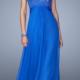 Sleeveless Blue Black Appliques Straps Open Back Ruched Red Floor Length Chiffon
