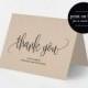 Thank You Card, Wedding Thank You, Thank You Card Template, Printable Thank You, Folded Thank You, Tented, PDF Instant Download 