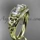 14kt yellow gold diamond celtic trinity knot wedding ring, three stone engagement ring CT7203