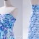 2016 Blue Flower Bridesmaid dress, Strapless Empire Prom dress Long, Sweetheart Formal Evening dress, Cocktail dress floor length (H033)