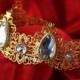 Medieval Crown, Bridal Tiara, Renaissance Crown, Medieval Crown, White Crystals and Gold, Aurora Filigree Tiara. Game of Thrones, Tudor