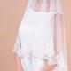 LACE bridal veil, two layer veil with blusher, circular cut veil, wedding bridal veil, scallop shaped wide lace trim,  drop veil