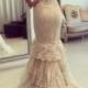 H1585 Sexy curvy lace mermaid wedding dress with low back