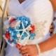 Beach Wedding Bouquet-Starfish Seashell Bridal Bouquet Accessory- Boutonniere- Made To Order