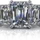 Moissanite Engagement Three Stone Emerald Cut 4.5 CTW