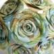vintage atlas map paper rose bouquet for weddings or home decor as seen in WV Weddings mag. published this spring
