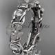 14kt white gold diamond flower wedding ring,engagement ring,wedding band. ADLR 197