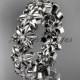 14kt white gold diamond flower wedding ring, engagement ring, wedding band ADLR57B