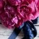 Fuchsia and Navy Peony Wedding Bouquet