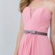 Bow Chiffon Sleeveless Ankle Length Ruched Sweetheart Pink