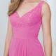 V-neck Sleeveless Ankle Length Ruched Chiffon Pink
