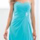 Chiffon Sleeveless Ankle Length Ruched Blue Sweetheart