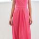 Ruched V-neck Chiffon Sleeveless Ankle Length Pink
