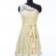 Short Lace Bridesmaid Dress Daffodil Prom Dress Lace Homecoming Dress Ball Party Dress