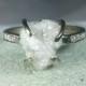 solitaire raw diamond ring, engagement ring, snow white rough diamond multistone ring, solid white gold engagement ring