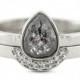 Black Diamond Engagement Ring, 14k White Gold