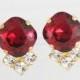 Ruby red earrings,Ruby earrings,Square earring,Ruby crystal earrings,rare swarovski ruby,12mm square,Red crystal jewelry,Red wedding