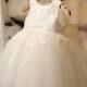 Elegant Soft White Lace FlowerGirl, Baptism,Christening Dress