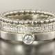 Engagement ring and wedding band,  Bridal ring, Diamond wedding set, Wedding ring set, 14K White Gold Diamond rings, Gold & diamond ring set