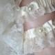Wedding Garter Set-Ivory Lace Garter Set- Ivory Bridal Garter