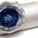 Silver & Royal Blue Bridal Clutch - Bridesmaid Clutch Rhinestones Pearls Kisslock Silver Clutch