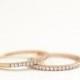 Rose Gold Half Eternity Rings 1mm - Rose Gold Stacking Ring - Thin Rose Gold Band - Wedding Band - Rose Gold Ring for women