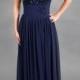 High Quality Beaded illusion Lace Cap Formal Navy Evening Dress, Prom Dress