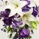 Cascade Bridal Bouquet with Real Touch Purple Roses, Real Touch Lilies, Silk Lavender Hydrangea - Customize for your colors