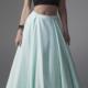 Halter Two-piece Beading Mint Satin Sleeveless Ruched Floor Length Ball Gown