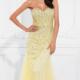 Ruched Mermaid Sweetheart Yellow Crystals Zipper Tulle Sleeveless Floor Length