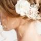 Rose Hair Piece Ivory Gold - Bridal Hair Piece - Bridal Rose Hair Comb - Bridal Hair Accessories