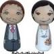 Wooden Cake Toppers/Wedding Cake Toppers/Anniversary gift/Personalised/Peg dolls / Bride and Groom  - 6.5 cm tall