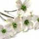 White Dogwood Hair Pins, Bridal White Hair Flowers, Hair Pins, Flowers Set 6